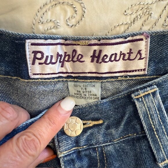 Vintage Y2K Purple Heart Cargo Carpenter Denim Shorts Women's Size 7/8 Blue - Picture 3 of 10
